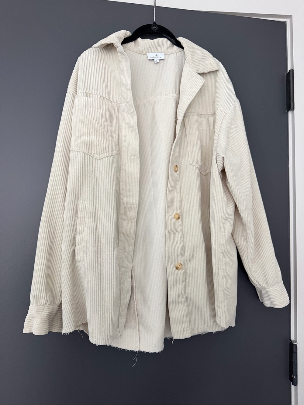 Urban Daizy Cream Corduroy Button-Up Shacket